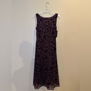 STUDIO 1 Maxi deep purple dress with velvet floral design. Size 12